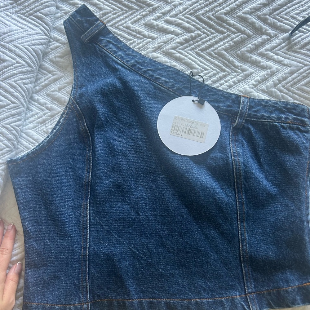 Princess Polly Malita One-Shoulder Denim Top